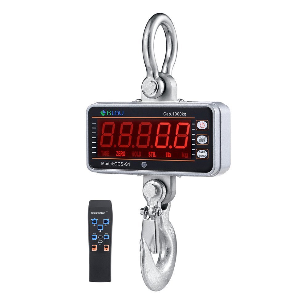 Klau 1000kg/2000lb Digital Crane Scale - Heavy Duty Industrial Hanging Scale with LED Display & Remote Control - Perfect for Farm, Hunting, Warehouse & Construction Use
