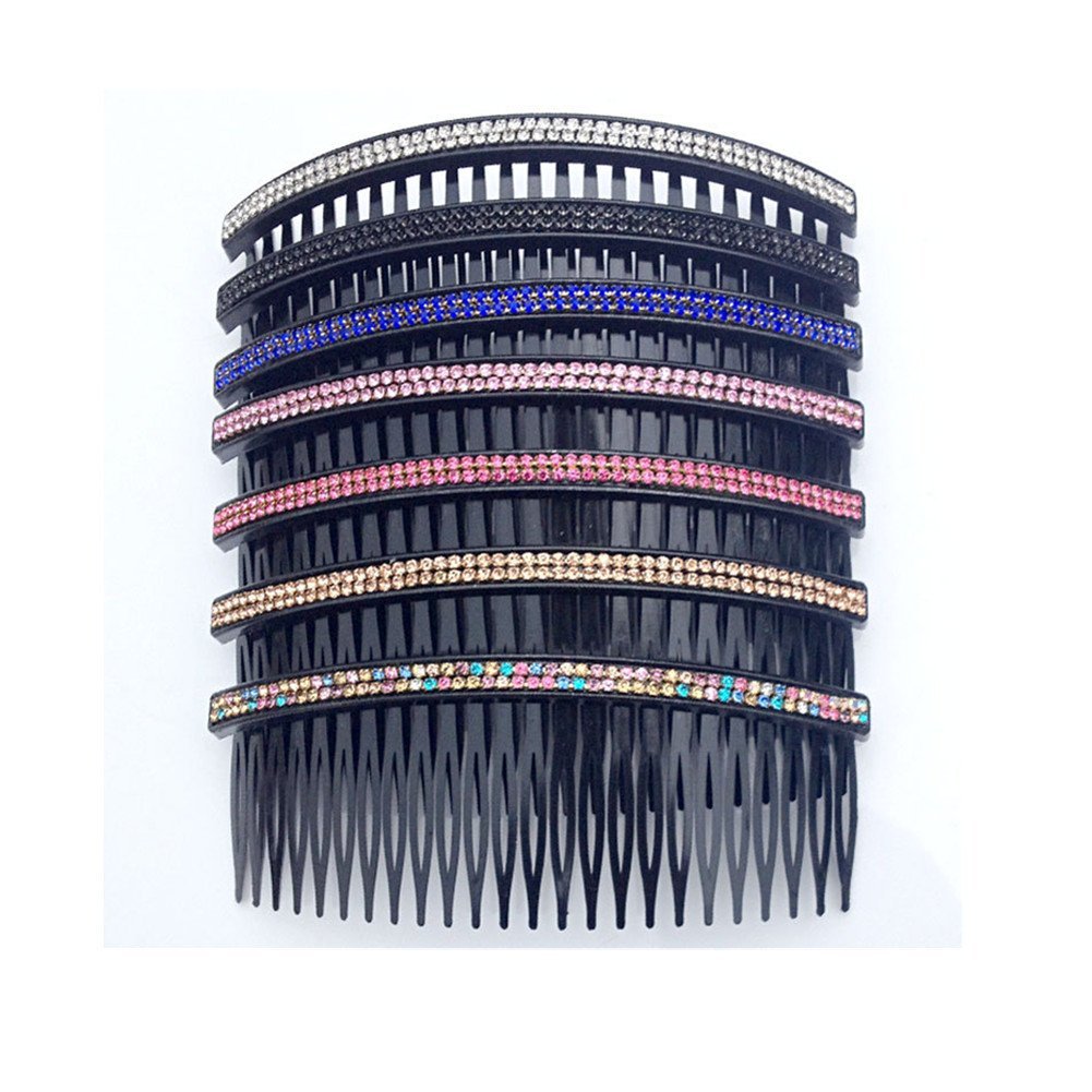Ruihfas Fashion Women's 24 Teeth Rhinestone Hair Clip Comb - Double Rows Side Combs (4.72