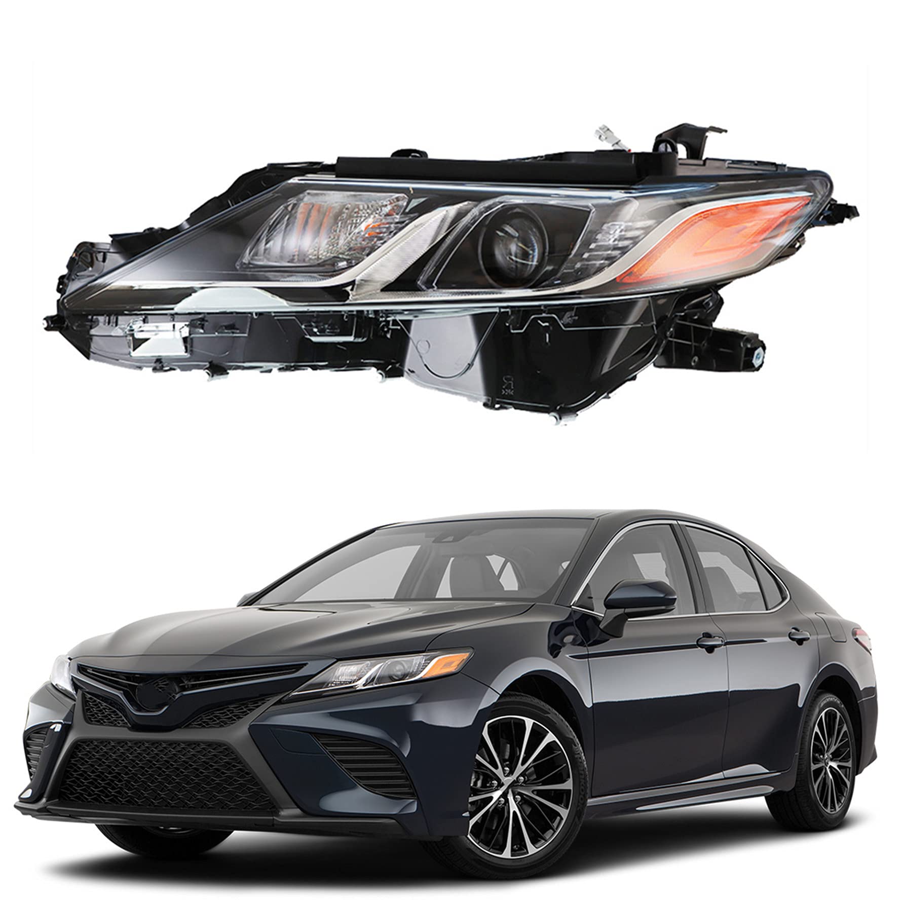 Munirater 81150-06C40 TO2502255 Black Left Front LED Projector Headlight Assembly - Driver Side Replacement for 2018-2019 Toyota Camry L/LE/SE Models | Perfect for Night Driving & Style Upgrade