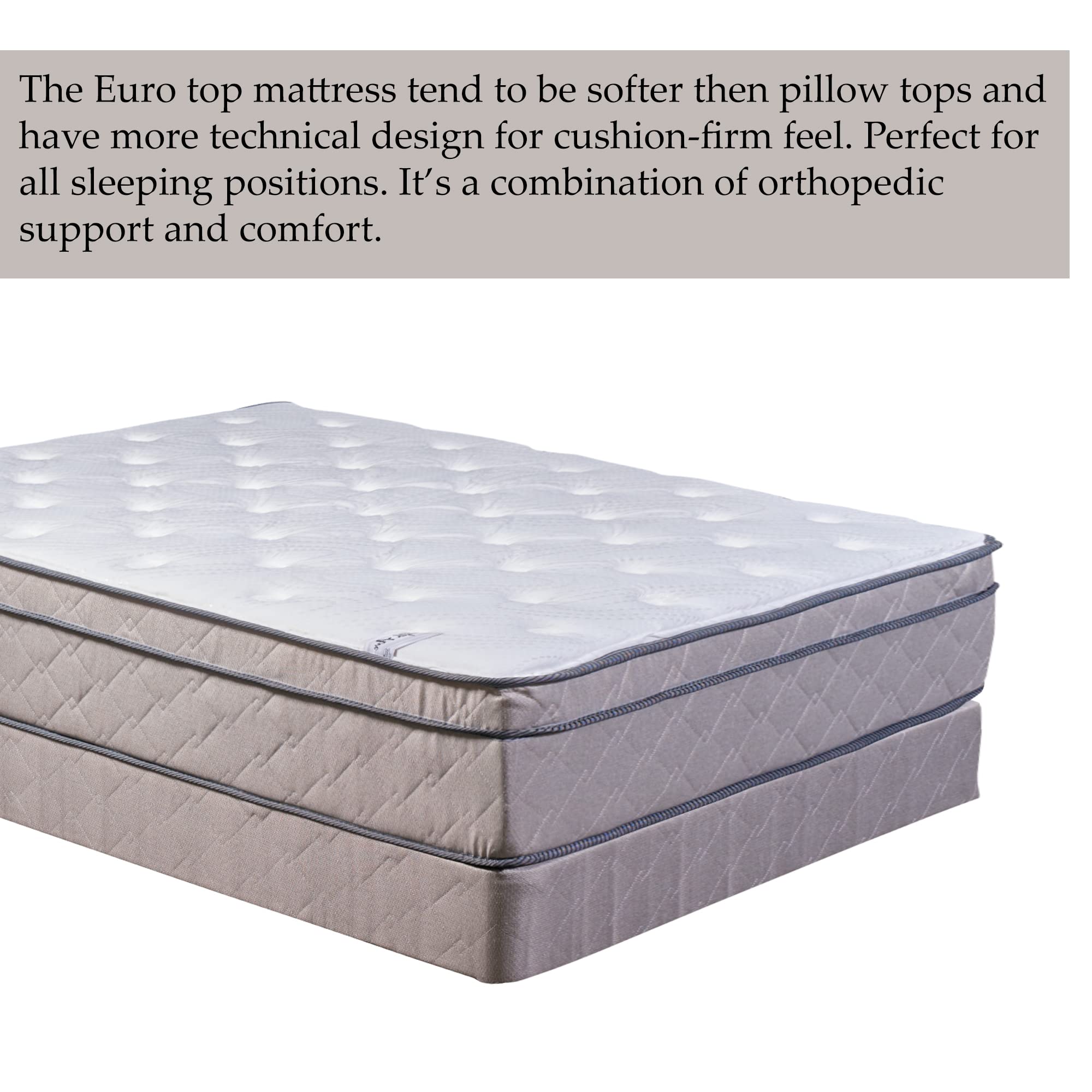 **5th Ave Collection King Size Hybrid Mattress Set - Eurotop Pillowtop Innerspring with Soft Foam Encasement & 8