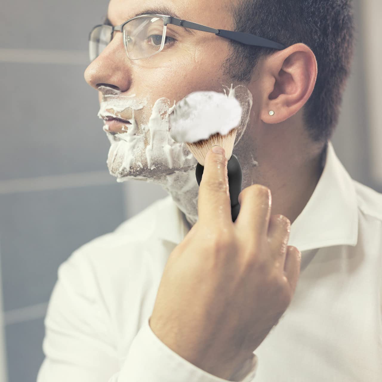 Premium 3-in-1 Men's Shaving Kit - Badger Hair Brush, Stainless Steel Soap Bowl & Stand - Luxury Wet Shaving Set for Beard Care & Grooming - Perfect Gift for Father's Day, Birthday & Travel (Black)