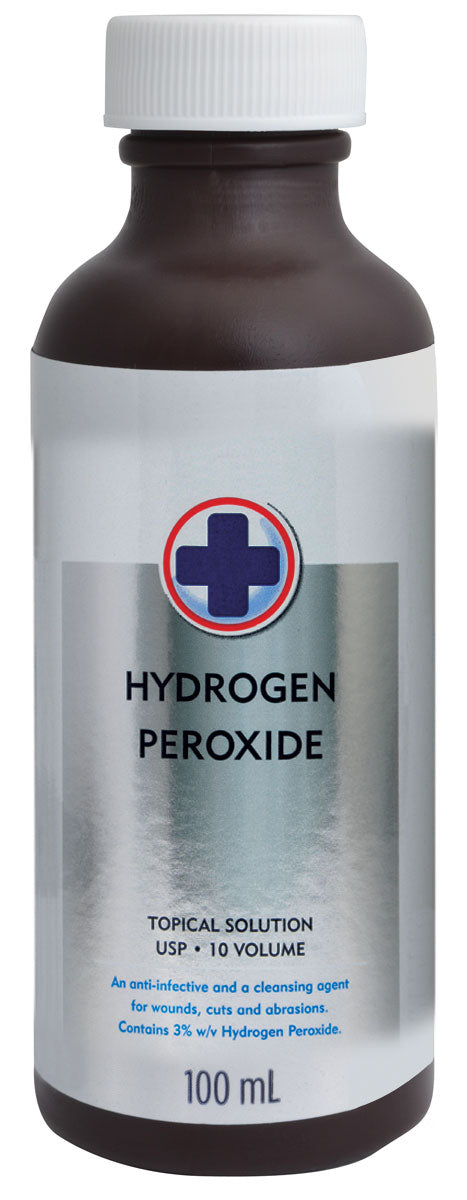 Hydrogen Peroxide 100 mL Bottle - First Aid Antiseptic for Cuts, Wounds & Disinfection | Medical & Household Use