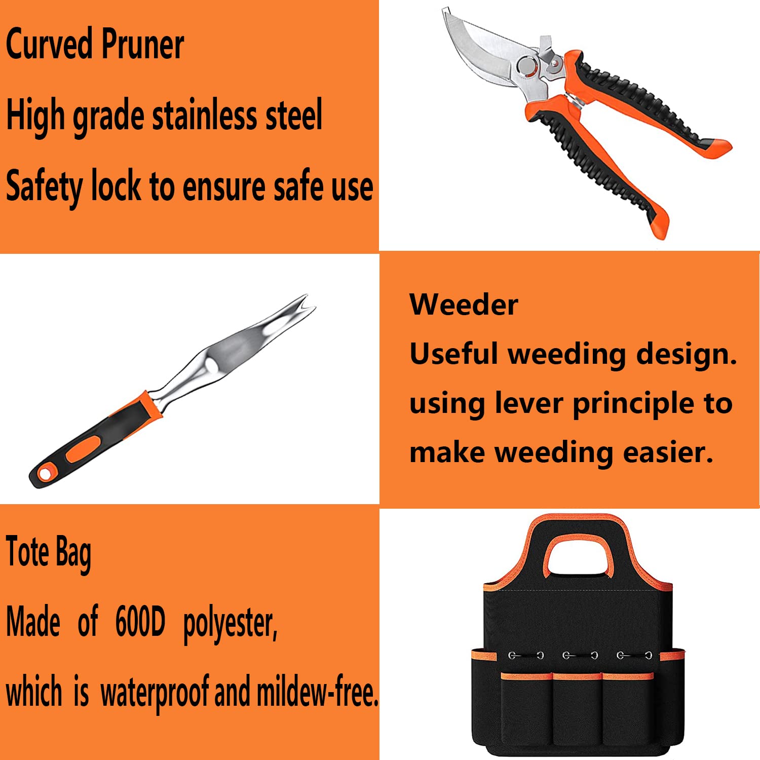 **Yuzee 9-Piece Premium Gardening Tool Set - Heavy Duty Hand Tools Kit with Gloves, Pruning Shears, Rake, Tote Bag, Trowel & Watering Can - Ideal Gift for Women & Men - Perfect for Home Garden, Backyard, Lawn & Outdoor Planting**