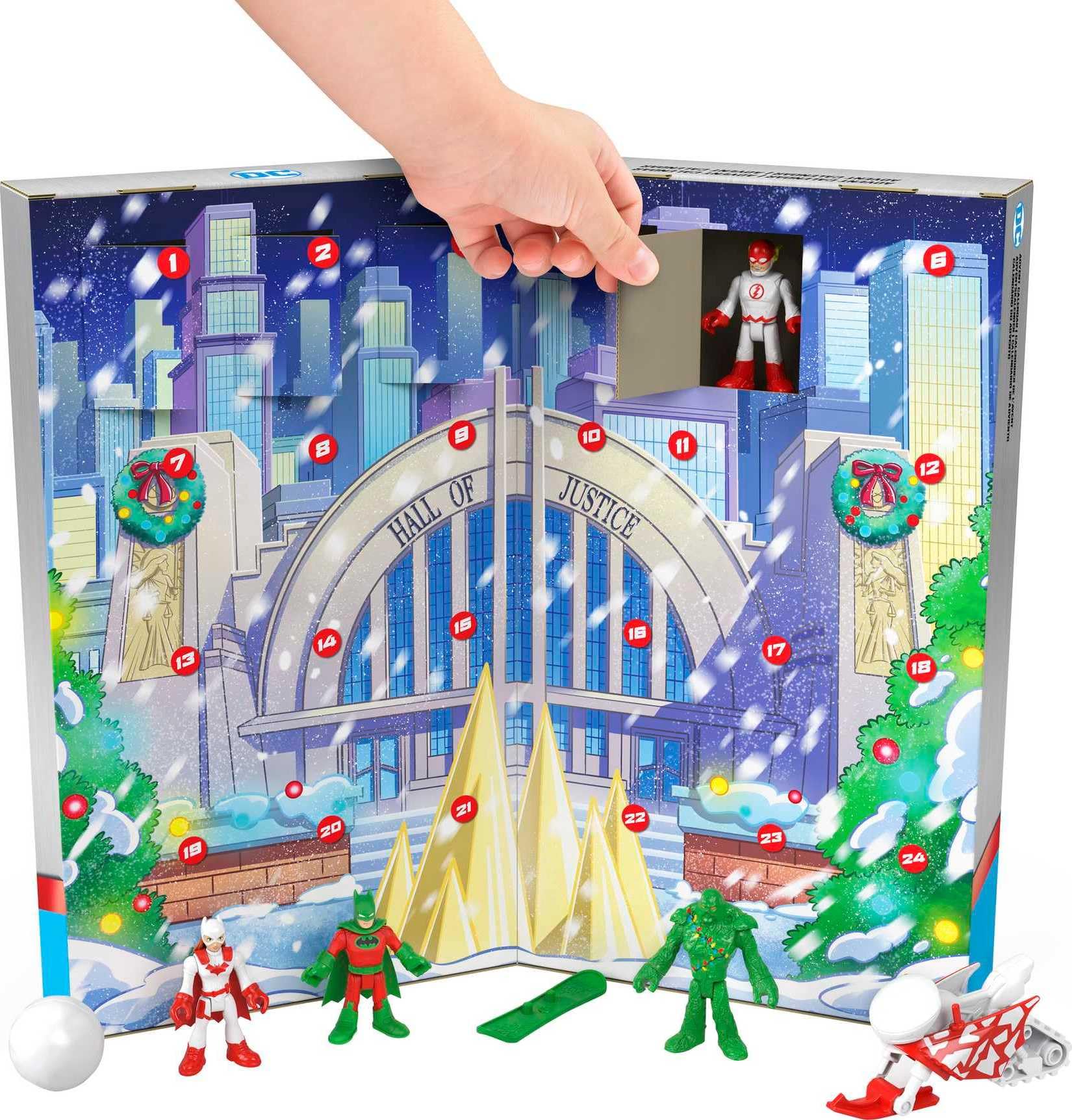 Fisher-Price Imaginext DC Super Friends Advent Calendar - 24-Piece Christmas Toy Set with Superhero Figures & Accessories for Kids Ages 3+ | Fun Holiday Countdown Activity for Preschoolers & DC Comics Fans