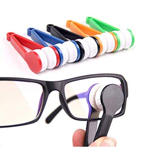5-Pack Mini Sunglasses Cleaning Kit - Soft Microfiber Cloth & Brush Set for Eyeglasses, Spectacles (Random Colors) - Perfect for Travel, Office, and Home Use