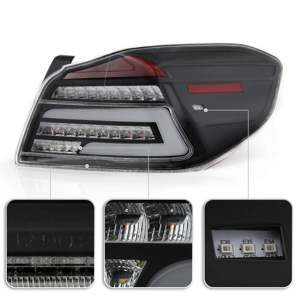 ACANII Black Housing Full LED Tail Lights for 2015-2019 Subaru WRX & WRX STI - Pair (Left+Right) | Enhanced Visibility & Stylish Upgrade for Night Driving & Car Customization