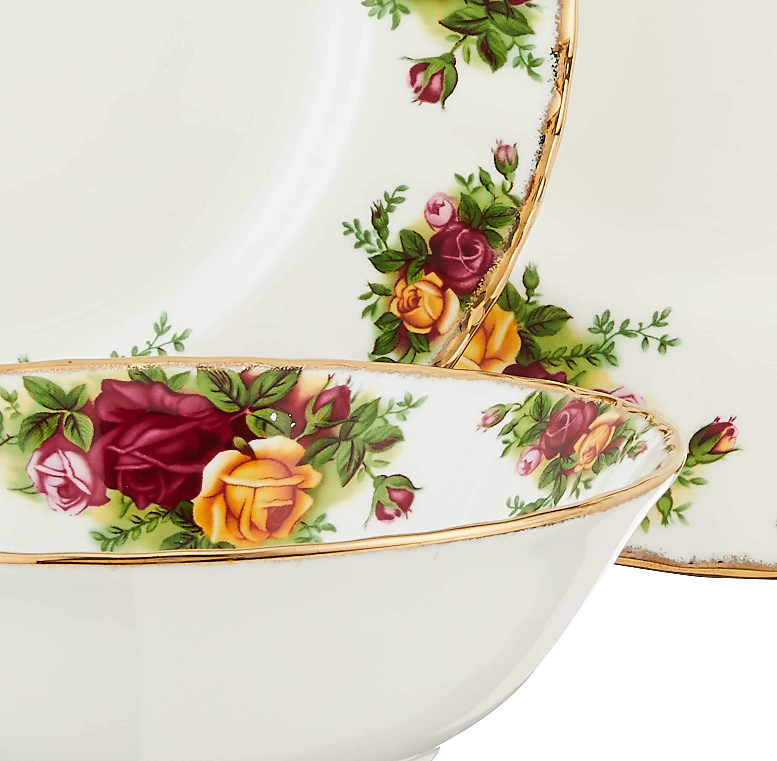 Royal Albert Old Country Roses 4-Piece Place Setting - Elegant English Bone China Tea Cup Set for Afternoon Tea, Bridal Shower & Wedding Gifts