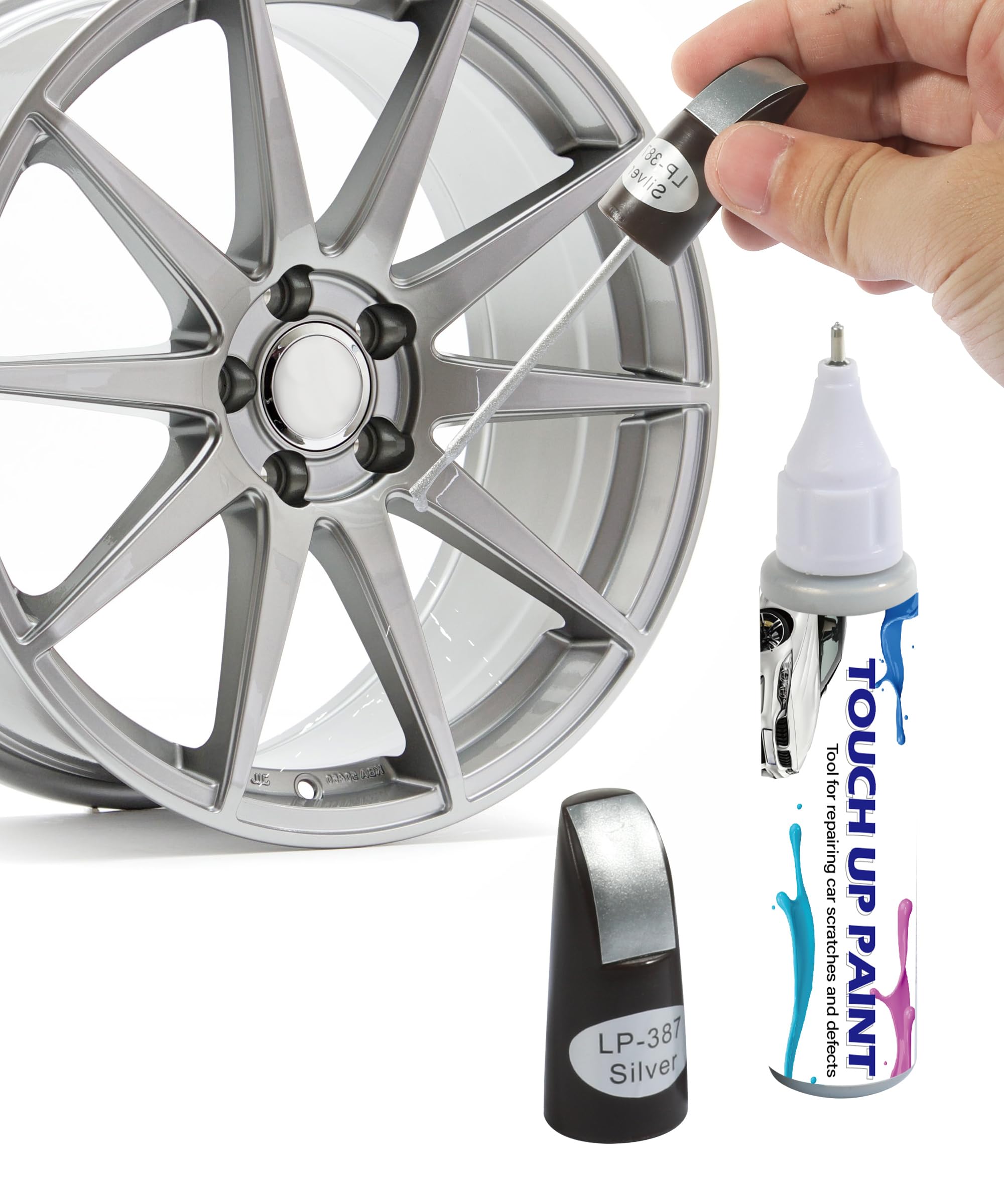 RACOONA Car Touch Up Paint Pen - Scratch Repair Kit for Alloy Wheels & Rims (Silver) | Quick Fix for Minor Scratches & Chips | Perfect for DIY Car Maintenance & Auto Detailing