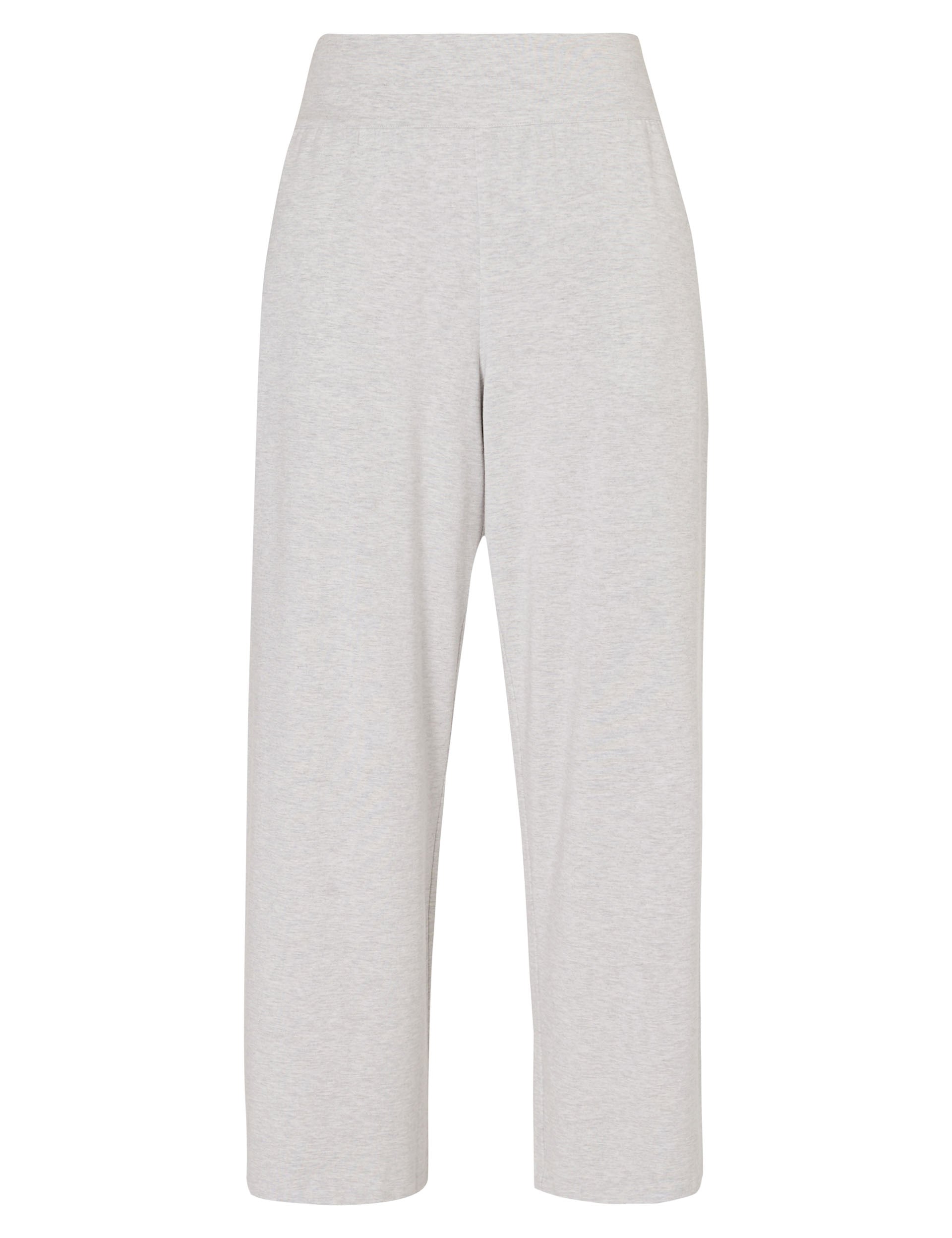 Modal Wide Leg Pants for Women - Light Grey Marl Soft Stretch Lounge Pants - Comfortable Casual Wear for Home, Office & Travel