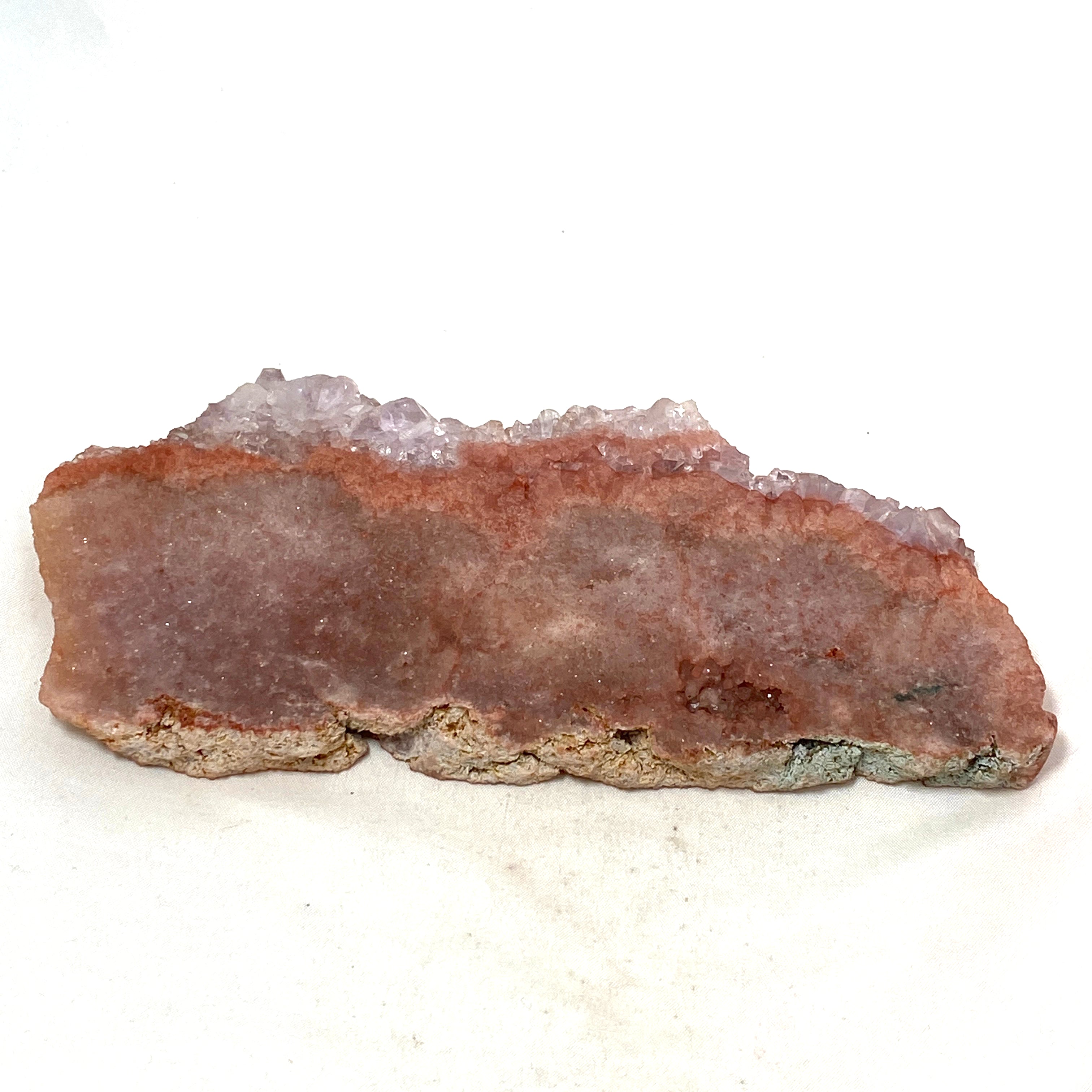 Natural Pink Amethyst & Quartz Crystal Slice on Wooden Stand - Healing Stone Decor for Home, Office & Meditation Space - PASL01