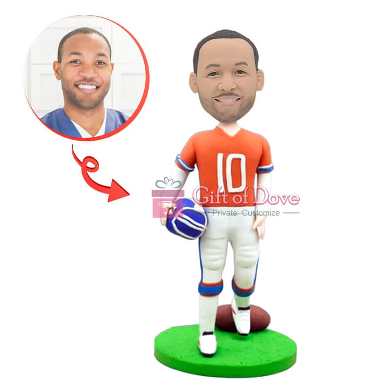 Custom NFL Rugby Player Bobblehead - Personalized Sports Fan Gift for Football Enthusiasts - Perfect for Game Day Decor, Man Cave Collectibles, and Birthday Presents