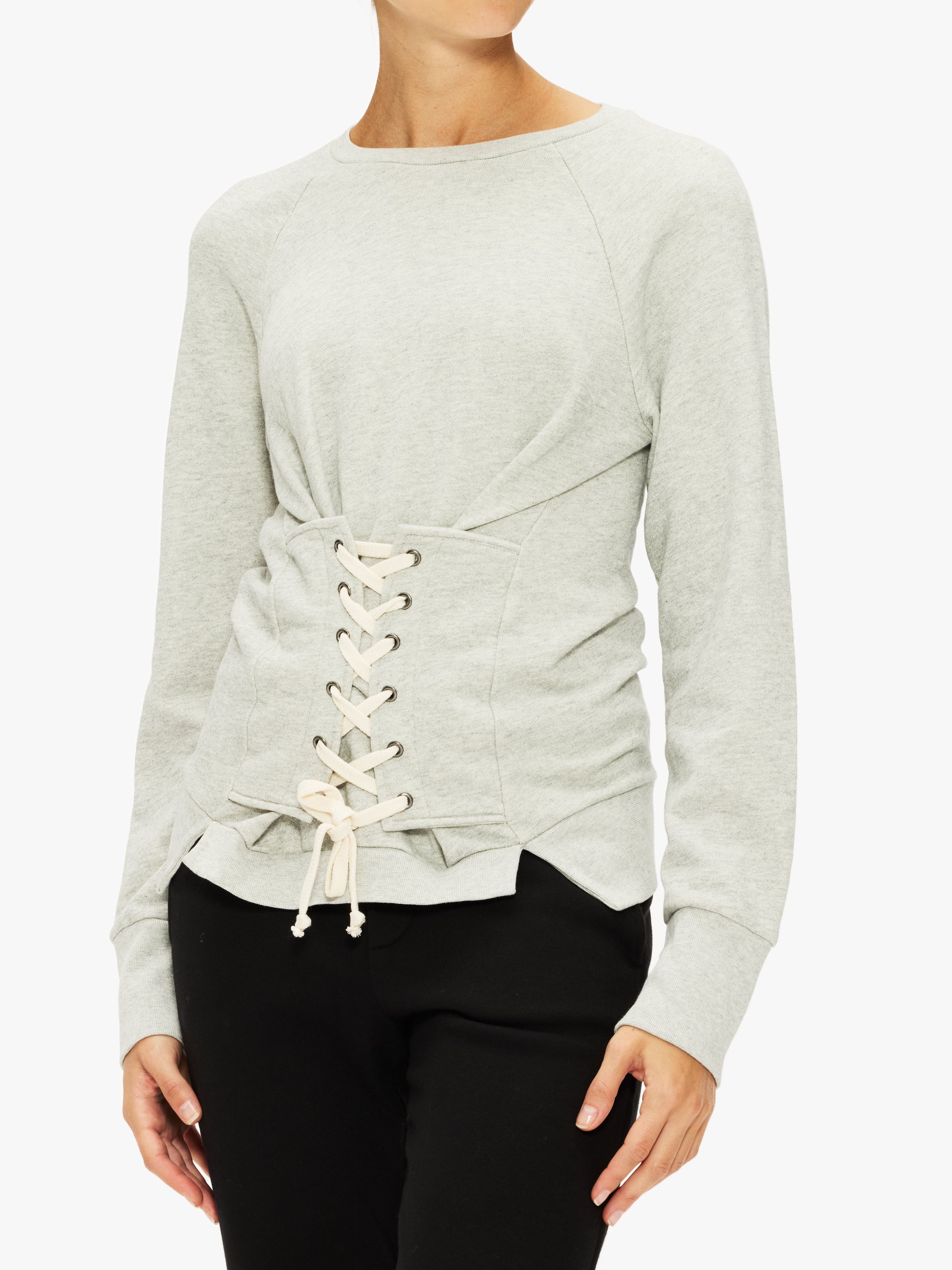 NSF Elio Corset Long Sleeve Crew Neck T-Shirt for Women - Slim Fit Stretchy Comfort Top for Workout, Yoga & Everyday Wear