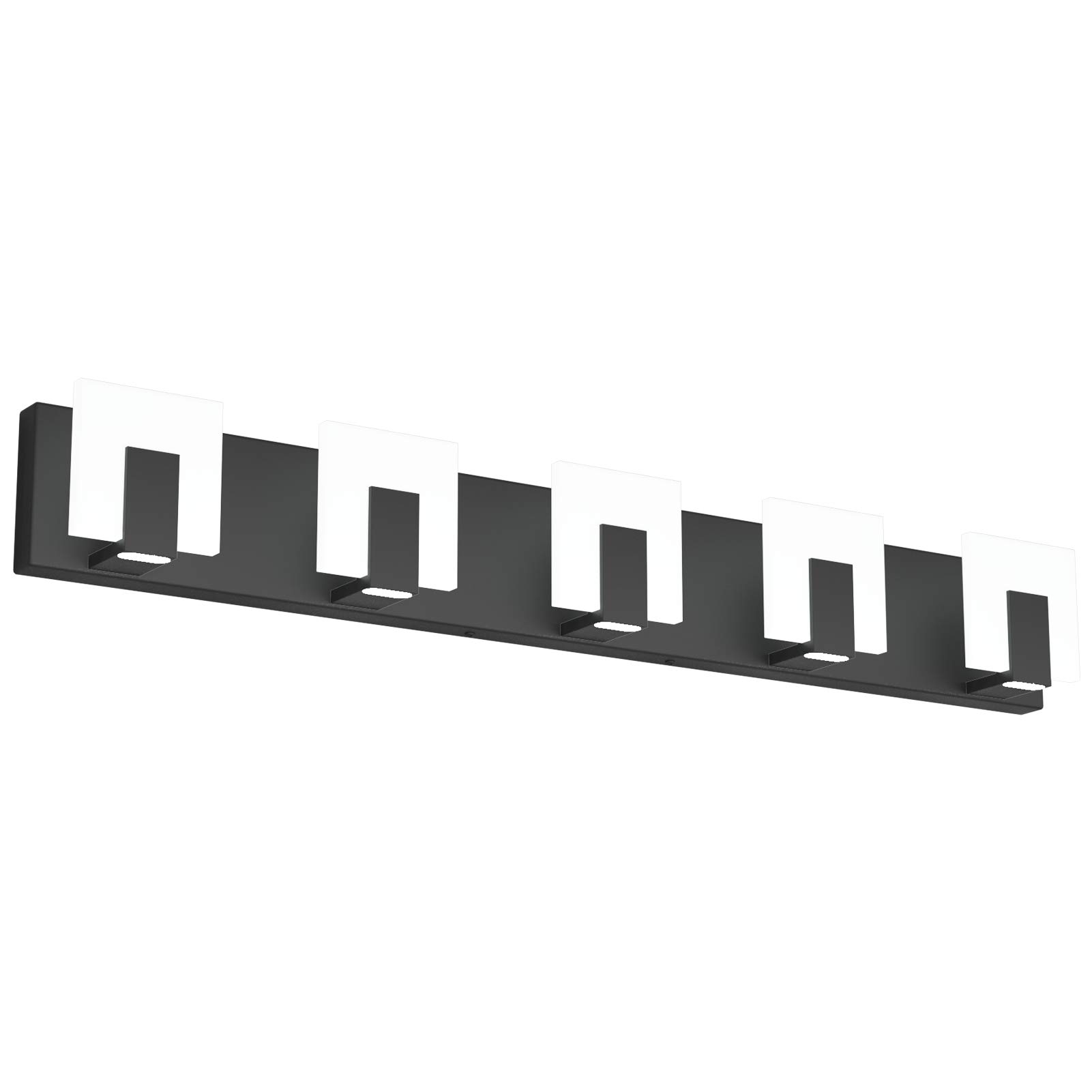 Aipsun 5-Light Modern Black Vanity Light Fixture - Up & Down LED Bathroom Wall Light for Mirror (6000K Cool White) - Perfect for Bathroom, Dressing Room & Makeup Area Lighting