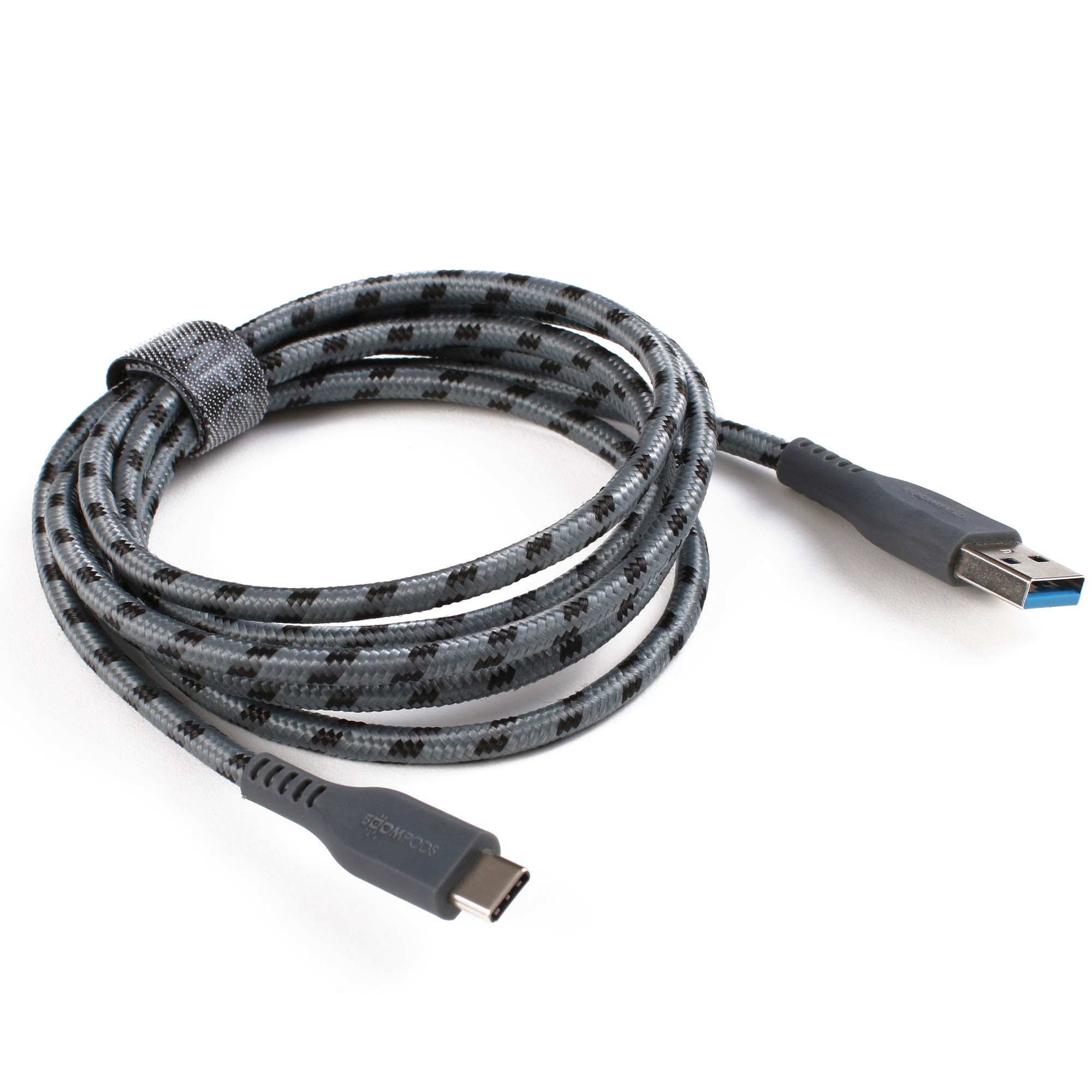 BoomPods Retro Armored USB-C to USB Braided Cable 1.5m (Graphite) - Durable Fast Charging Cord for Phones, Tablets & Gaming Devices
