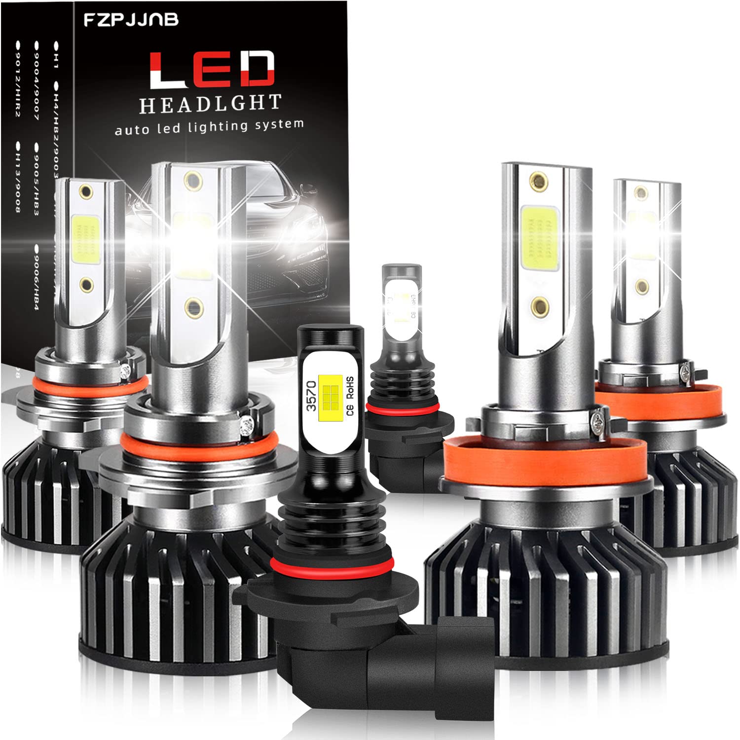 DODGE RAM 1500 2500 3500 LED Headlight Bulbs Kit (2013-2018) - 9005/H11 High Low Beam + 9145/9006 Fog Lights - 6000K Cool White - Plug & Play - Pack of 6 - Perfect for Night Driving & Off-Road Adventures
