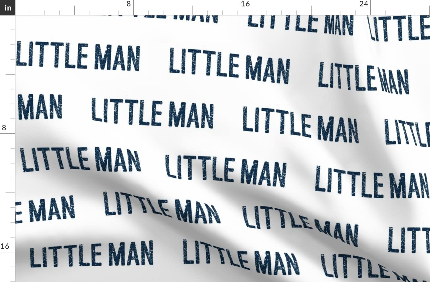 Little Man Navy White Nursery Typography Printed Denim Fabric by The Yard - Bottomweight Cotton Fabric for Apparel, Home Decor & Upholstery - Perfect for Baby Clothes, Curtains & DIY Craft Projects
