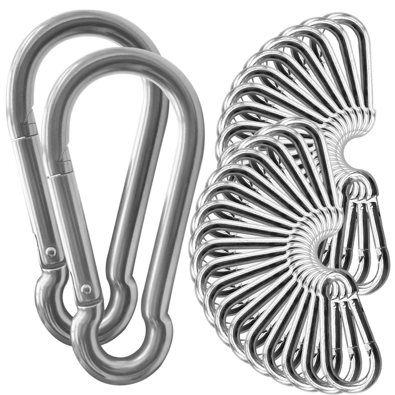 Heavy Duty Carabiner Clips - 4 Pack Zinc-Galvanized Steel Spring Snap Hooks with Quick Links | Safety Connectors for Hammock, Swing, Fitness Gym, Outdoor Activities & Boating | Perfect for Camping, Hiking and Rock Climbing Gear