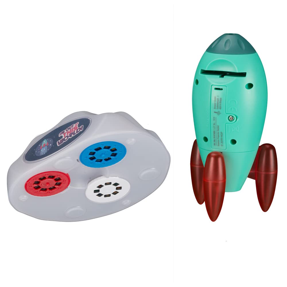 National Geographic Space Rocket Slide Projector & Night Light - Kids Educational Toy for Bedroom, STEM Learning & Space Exploration Fun