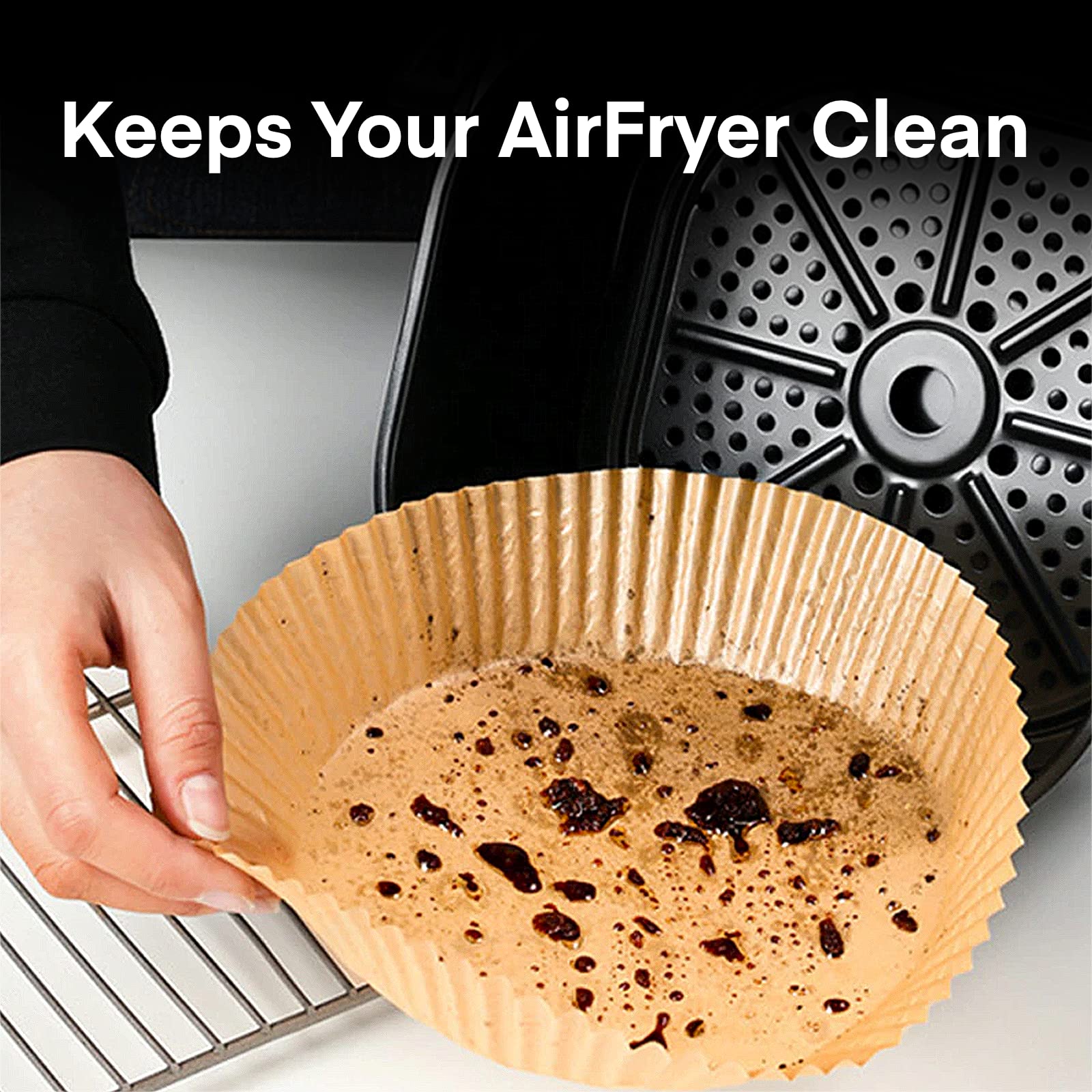 100 Pcs Extra Large Air Fryer Disposable Liners for Instant Pot - Non-Stick Parchment Paper Sheets, Basket & Pot Liners - Perfect for Quick Cooking & Easy Cleanup | Ideal for Air Fryer, Roasting & Baking