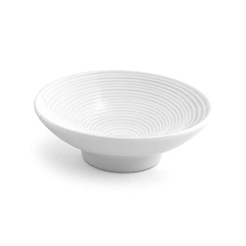 FOH Spiral Round Sampler Dish - 2 oz White Ceramic Appetizer Plate for Cheese, Nuts, Dips - Perfect for Parties, Catering & Home Entertaining
