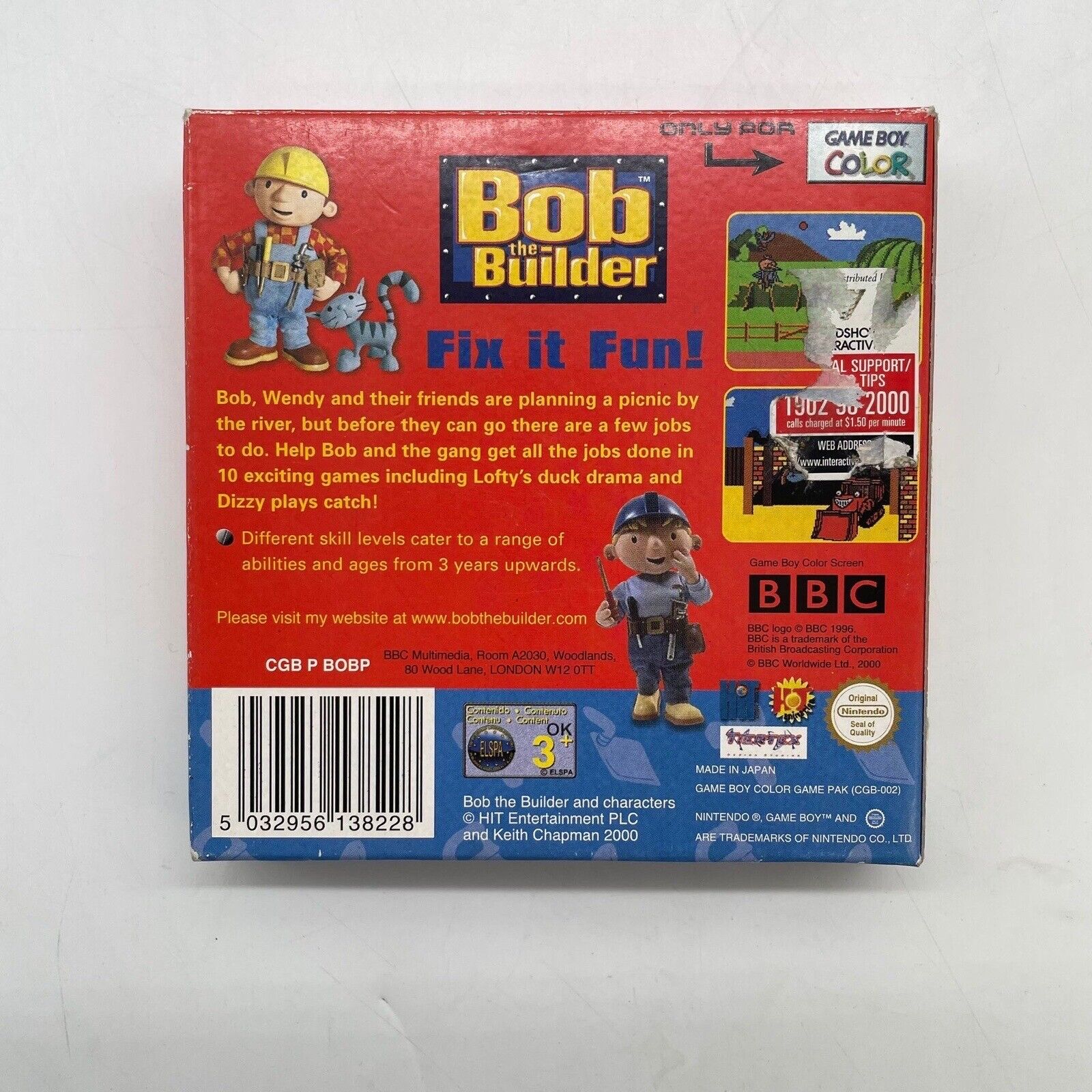 Bob The Builder Fix It Fun Nintendo GameBoy Color Game - Complete Boxed Set | Retro Gaming for Kids & Collectors | Perfect for Family Fun & Nostalgic Playtime