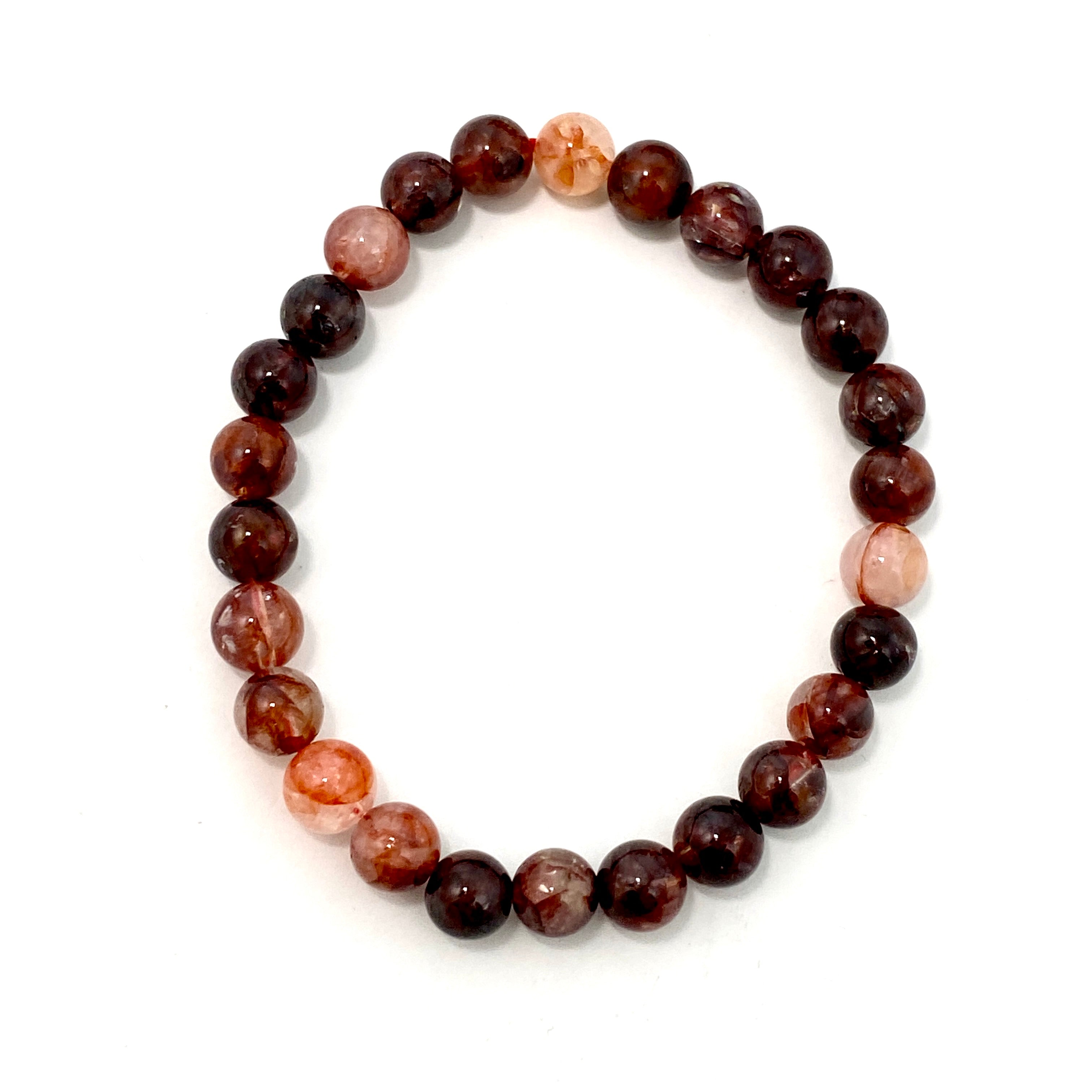 Natural Red Hematoid Fire Quartz Bracelet for Women - Healing Crystal Energy Jewelry for Meditation, Chakra Balancing & Spiritual Protection