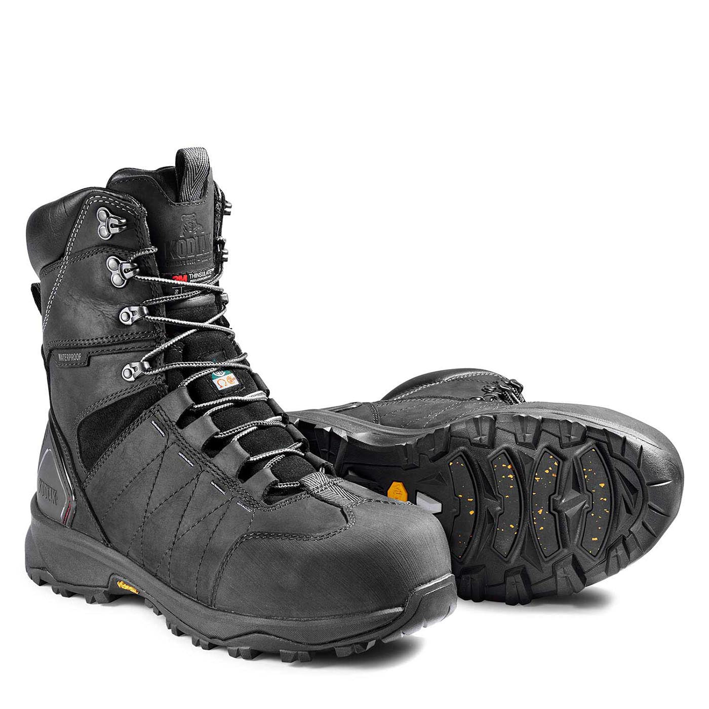 Kodiak Ice Conqueror Men's 8 Composite Toe Work Boots with Vibram® Arctic Grip® - Black (KD0A4TGDBLK) | Slip-Resistant Winter Boots for Construction & Outdoor Work