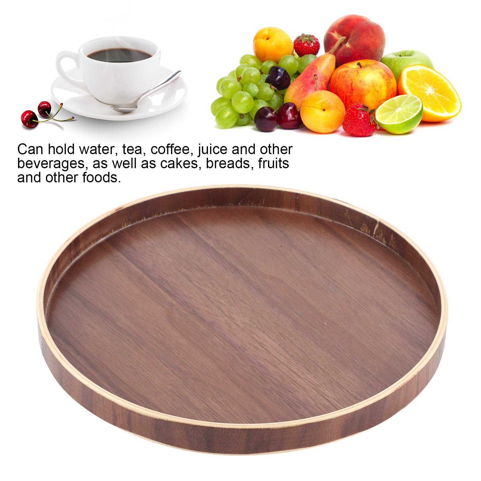 Agatige 12-Inch Round Wooden Serving Tray - Japanese Style Coffee Table Tray for Tea, Coffee, Breakfast & Snacks - Perfect for Ottoman Serving, Dining Room Decor & Gift Giving (30cm)
