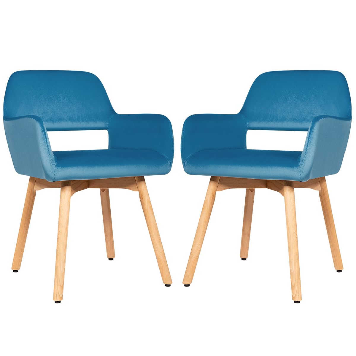 Giantex Set of 2 Velvet Dining Chairs with Wood Legs - Modern Accent Chairs for Living Room, Bedroom & Dining Room - Non-Slip Foot Pads & X-Shaped Support - Comfortable Upholstered Armchair (Turquoise, 2-Pack) - Perfect for Small Spaces, Home Office & Guest Seating