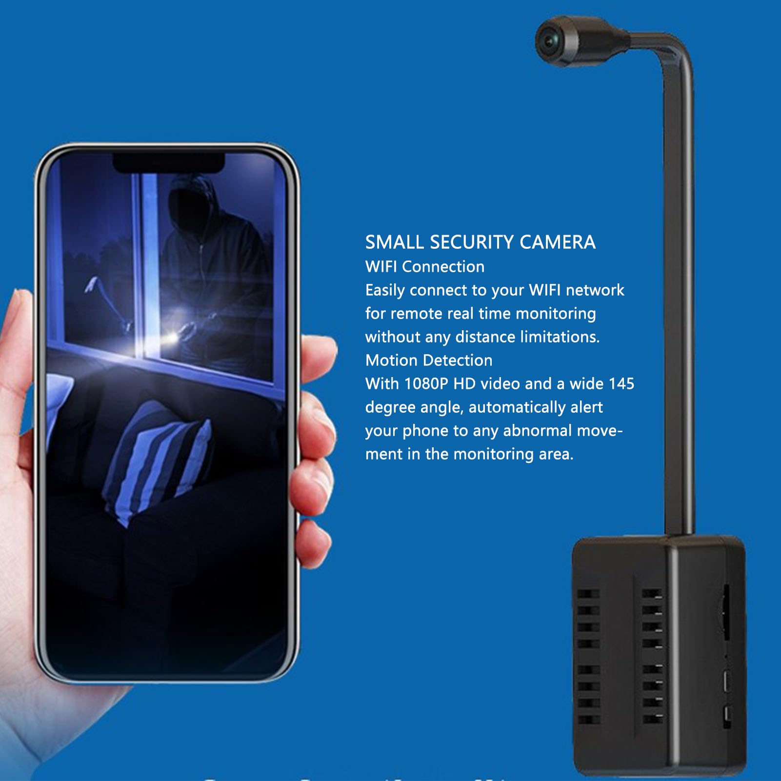 Xiuganpo 1080P HD Security Camera with 145° Wide Angle, Motion Detection & Night Vision - Indoor/Outdoor WiFi Surveillance Camera for Home, Office, Shop, Balcony - Monitor Pets, Babies & Property Remotely