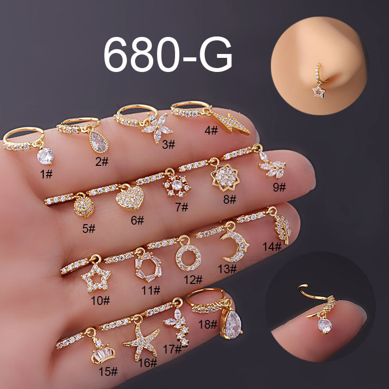 18K Gold Starfish Dangle Hoop Septum Ring - Elegant Nose Piercing Jewelry for Women | Perfect for Beach Parties, Summer Outfits & Boho Style Accessories