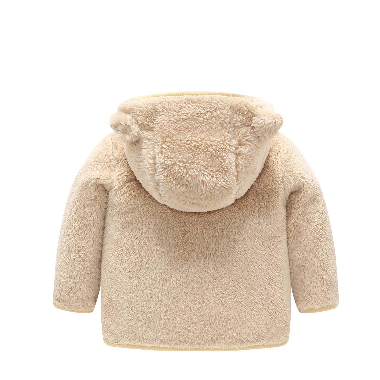 Soft Plush Fleece Hooded Jacket for Baby Boys & Girls - Cozy Bear Ears Zip-Up Outerwear for Winter & Playtime