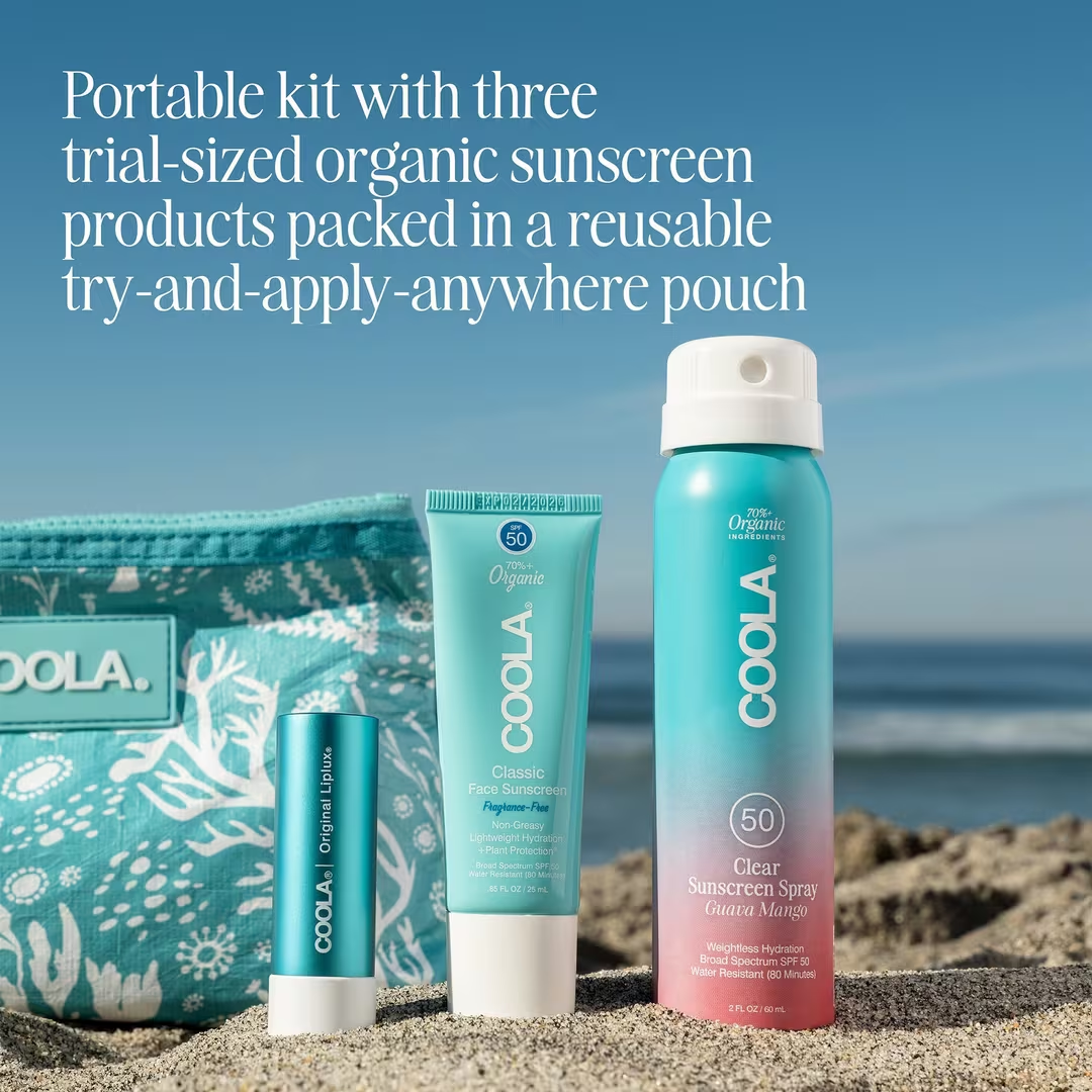 COOLA Classic Organic Sunscreen Travel Set – SPF 30 Mineral Face & Body Sunscreen, Reef Safe, Vegan – Perfect for Beach Vacations, Outdoor Adventures & Daily Sun Protection
