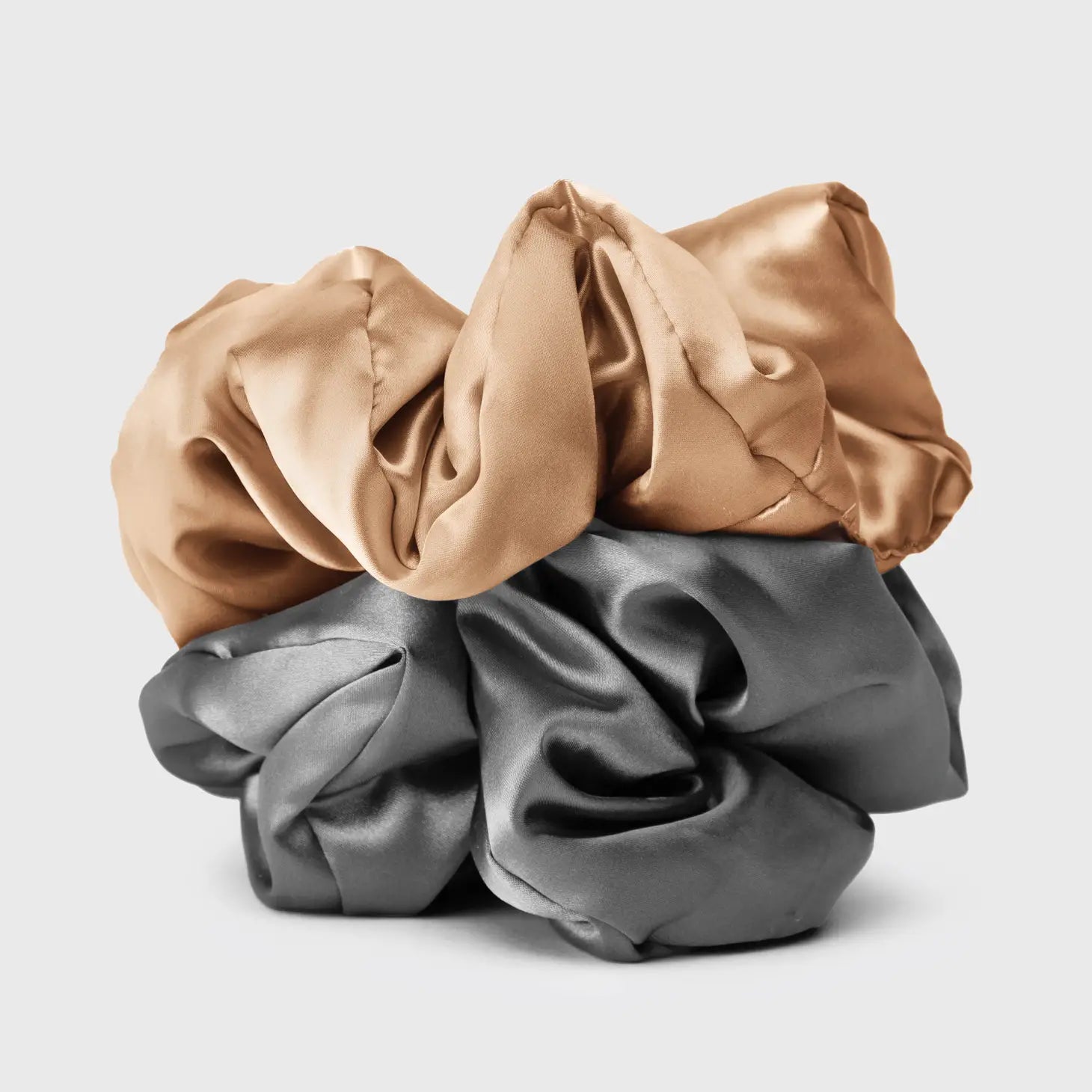 Kitsch Satin Pillow Scrunchies for Hair - Charcoal & Gold Hair Accessories for Women, Sleep & Travel - Soft Scrunchies for Curly Hair & Hair Protection