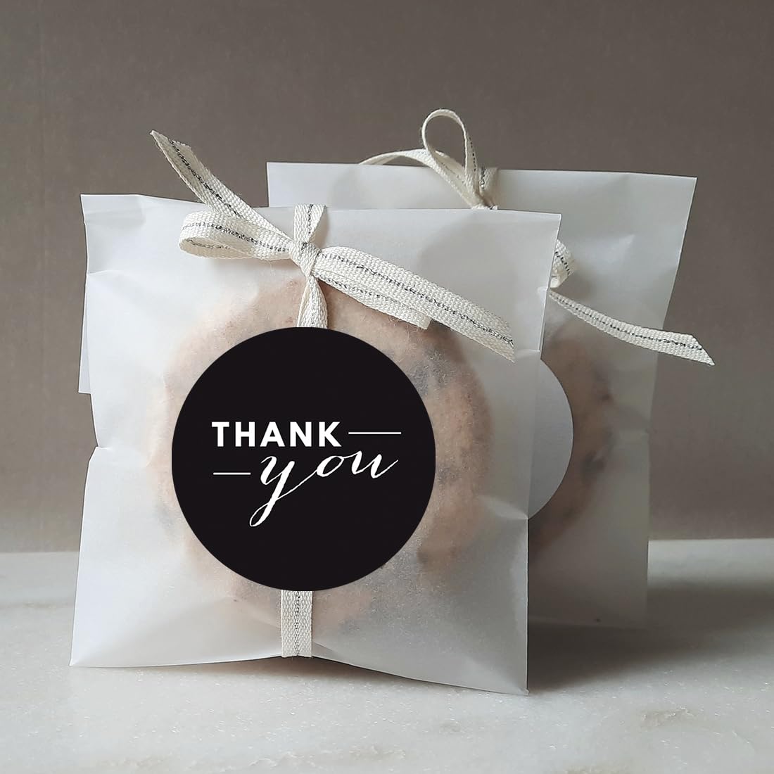 Andaz Press Circle Labels - 40-Pack Black Thank You Stickers for Gifts & Packaging
