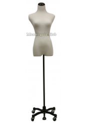 White Female Dress Form Mannequin Size 6-8 (Medium) 34-25-33 Inches with Adjustable Black Rolling Base - Perfect for Fashion Designers, Boutique Displays & Sewing Fitting (Model AT46)