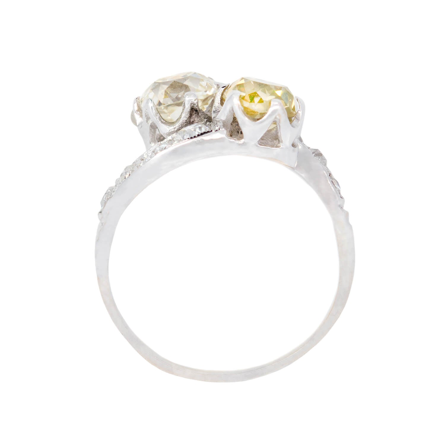 Edwardian 18k Gold Moi et Toi Bypass Diamond Ring 2.85 Carat Total Weight - Vintage Engagement Ring, Anniversary Gift for Her, Wedding Jewelry