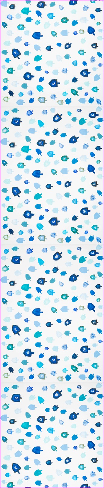 Blue Dreidels Table Runner 16x108 - Elegant Hanukkah Table Decor for Holiday Dining & Jewish Celebrations