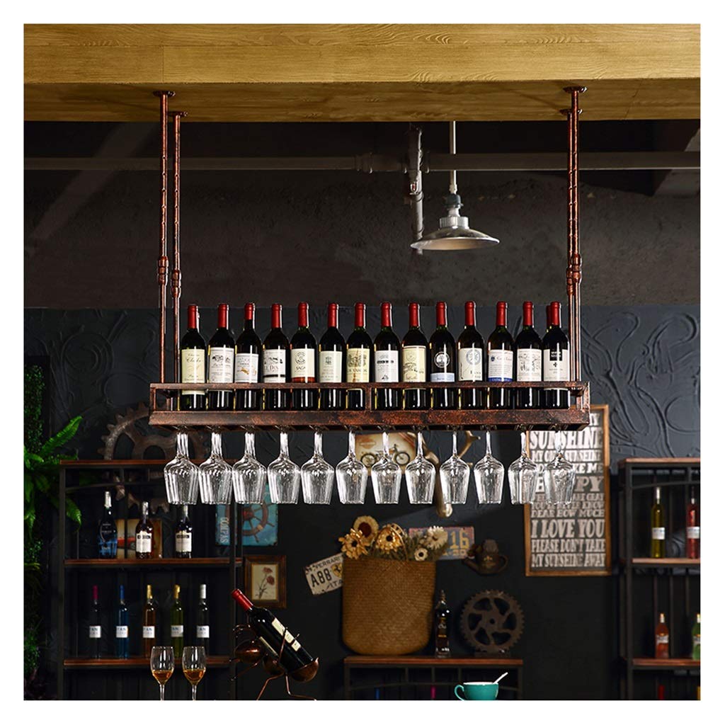 Premium European Style Wine Glass Holder - Upside Down Goblet & Bottle Hanger - Creative Hanging Wine Rack for Home Decor (Brown, 100x35cm) - Perfect for Kitchen, Bar & Dining Room Storage