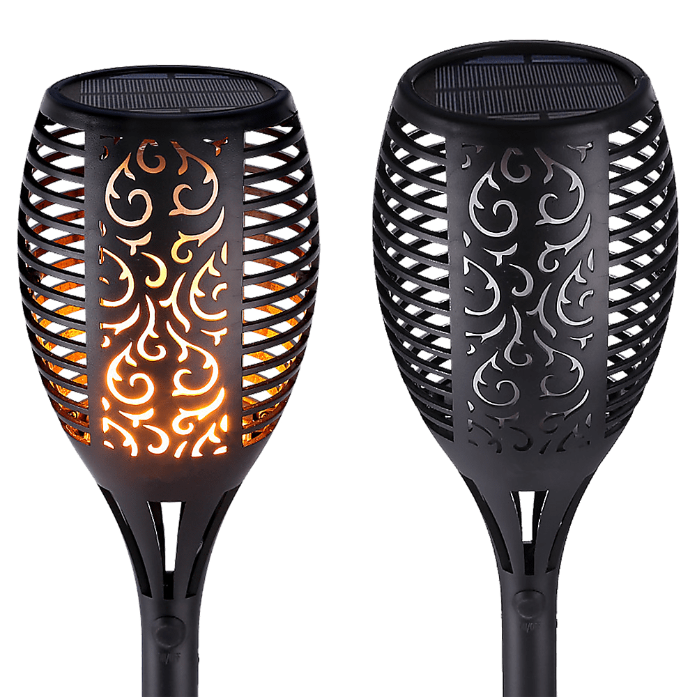 10 Pack Solar Torch Lights - 96 LED Flickering Flame Outdoor Garden Lights for Patio, Yard, Pathway & Landscape Decoration | Waterproof Solar Powered Dancing Flame Lights for Backyard, Poolside & Camping
