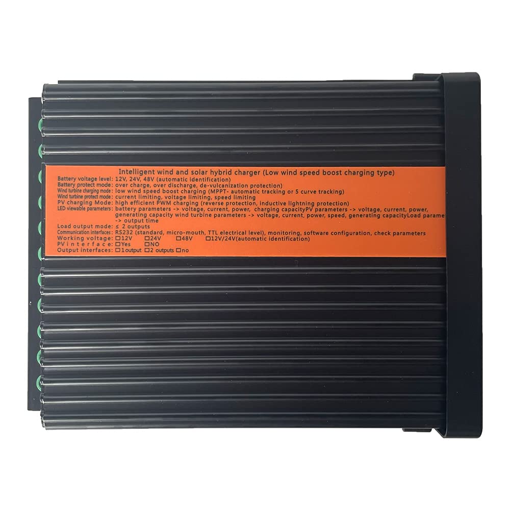 Rewindagic 1200W MPPT Hybrid Charge Controller - 1000W Wind & 200W Solar Input - 12V/24V/48V Off-Grid Power System for Wind Turbine & Solar Panel (48V Version) - Perfect for Remote Cabins, RVs & Emergency Backup Power