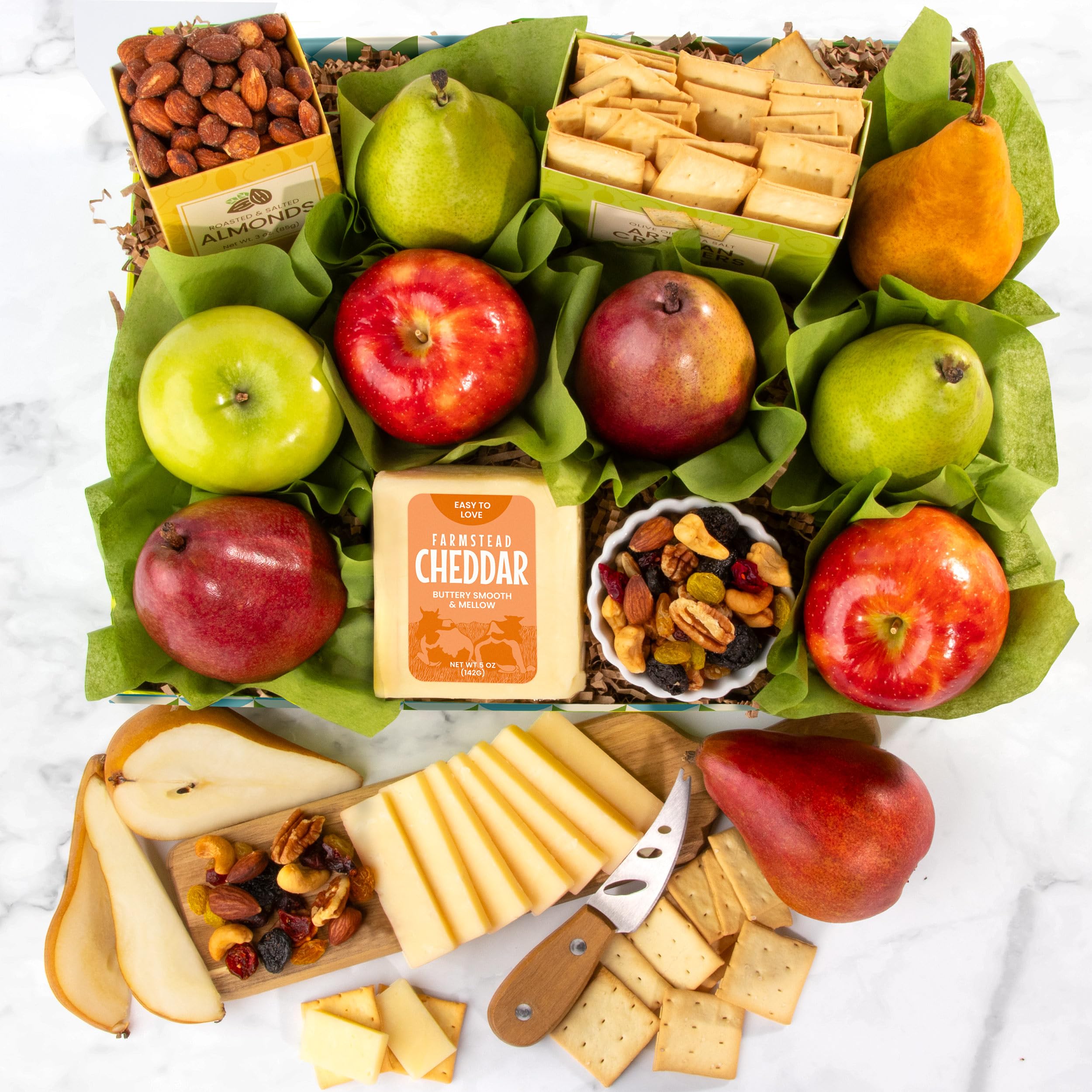 Fresh Fruit Gift Basket with Crackers & Nuts - Perfect for Holidays, Birthdays & Corporate Gifts