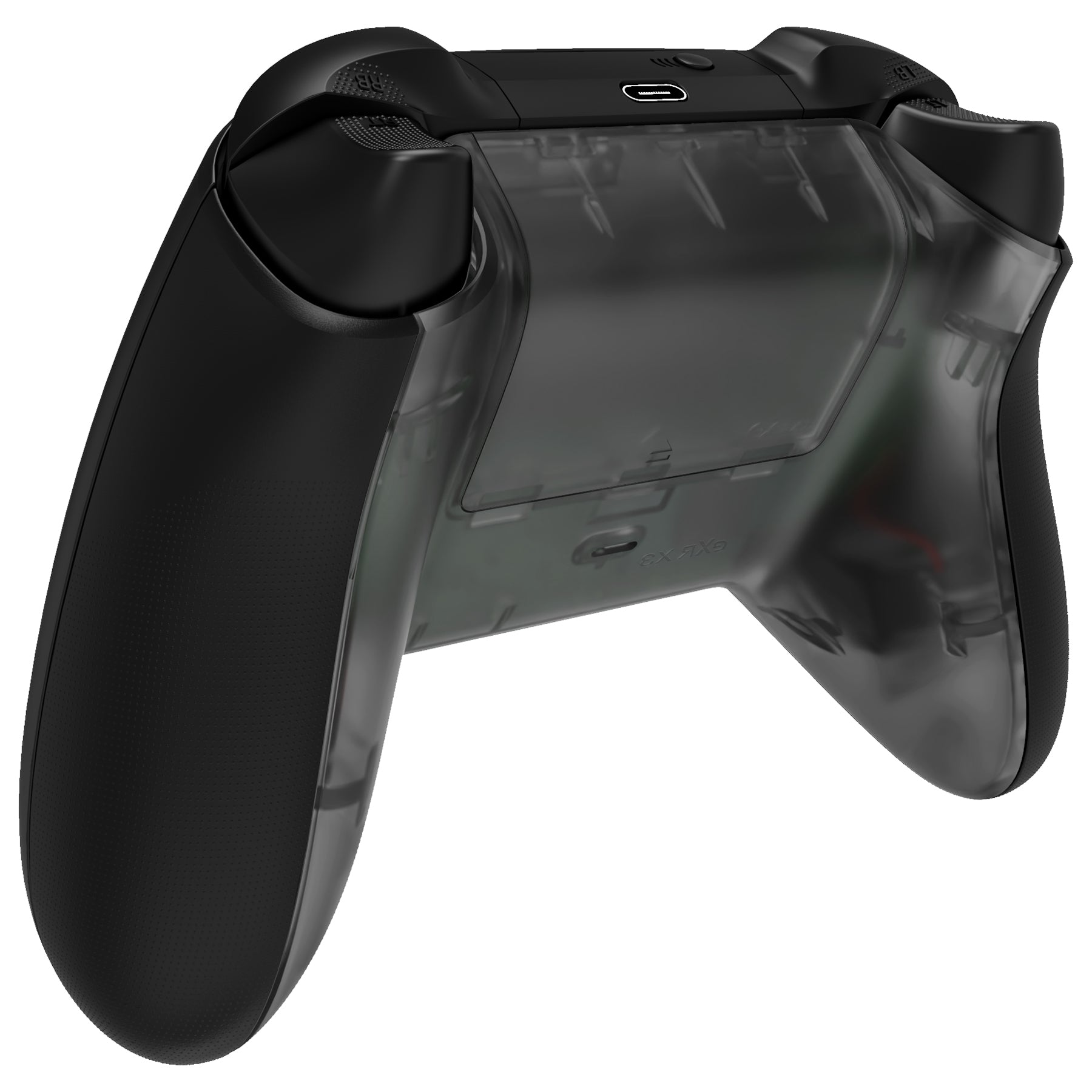 eXtremeRate Clear Black Replacement Bottom Shell with Battery Cover for Xbox Series X & S Controller - Upgrade Your Gaming Setup for Enhanced Comfort & Style