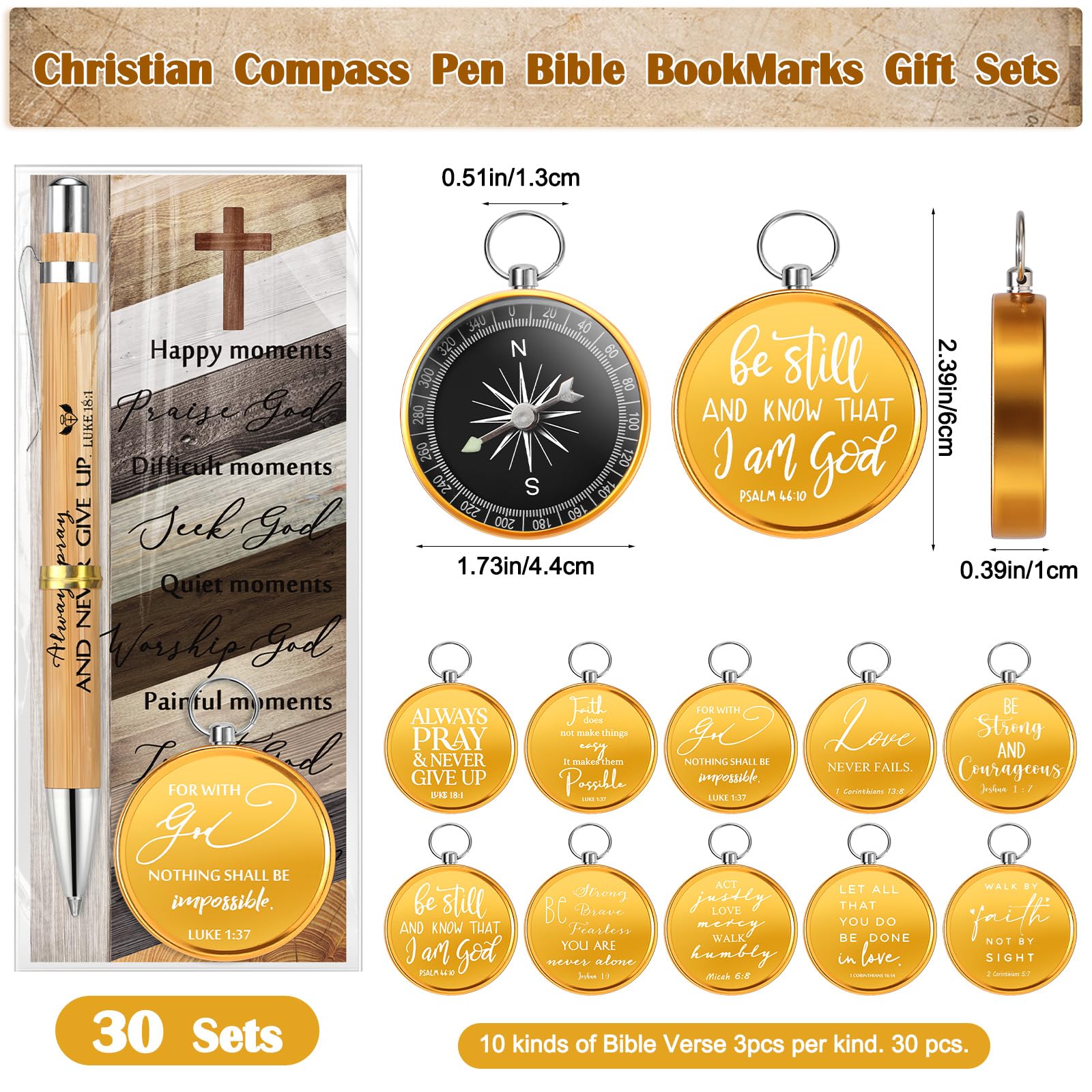 Spakon Christian Gifts for Men - Religious Engraved Bible Verse Compass Pen - Baptism & Confirmation Gifts for Boys, Girls, Pastors & Fathers - Perfect for Church, Sunday School & Spiritual Journeys