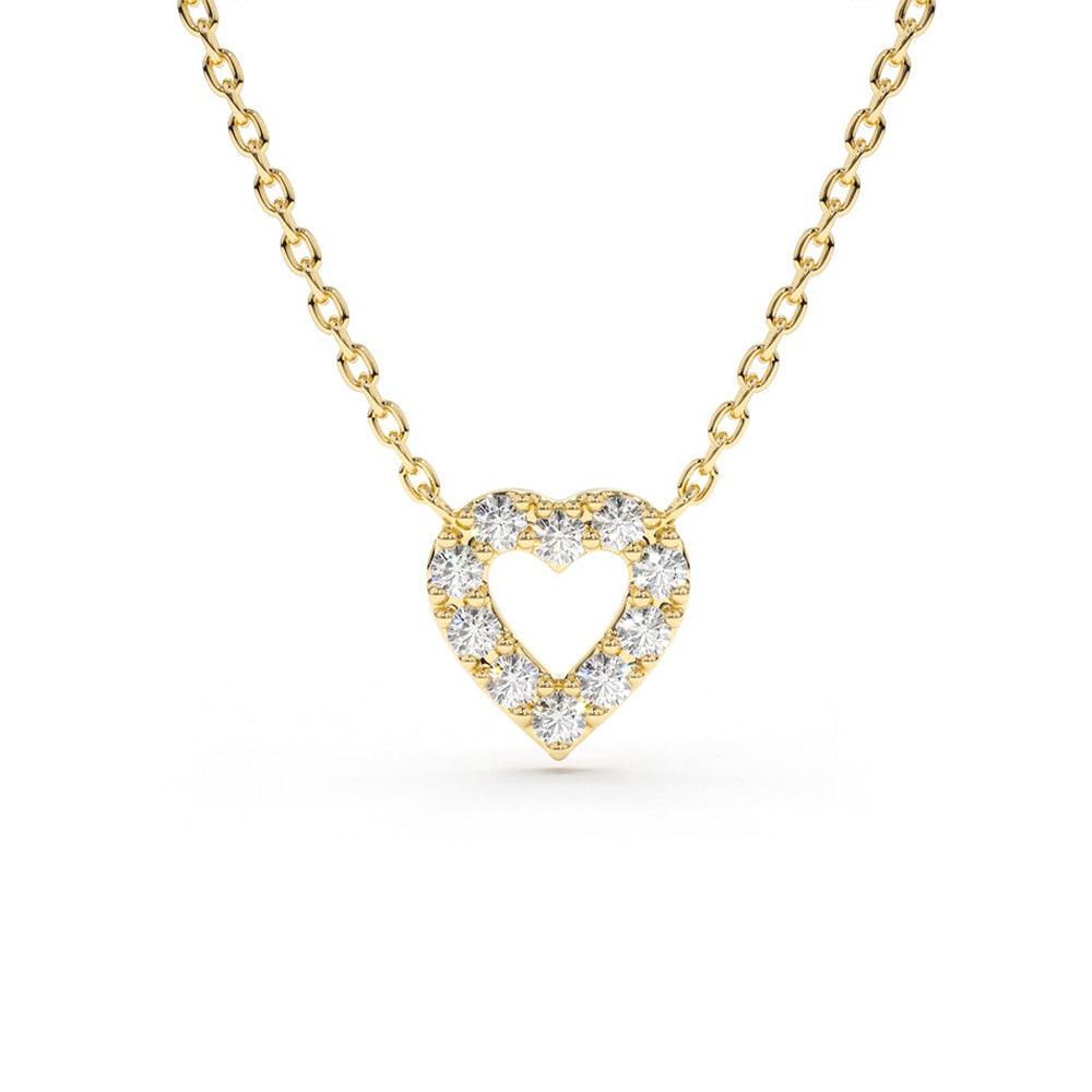 Lab Grown Diamond Heart Necklace - 14K Gold Pendant for Women | Valentine's Day Gift, Anniversary Present & Romantic Jewelry for Her