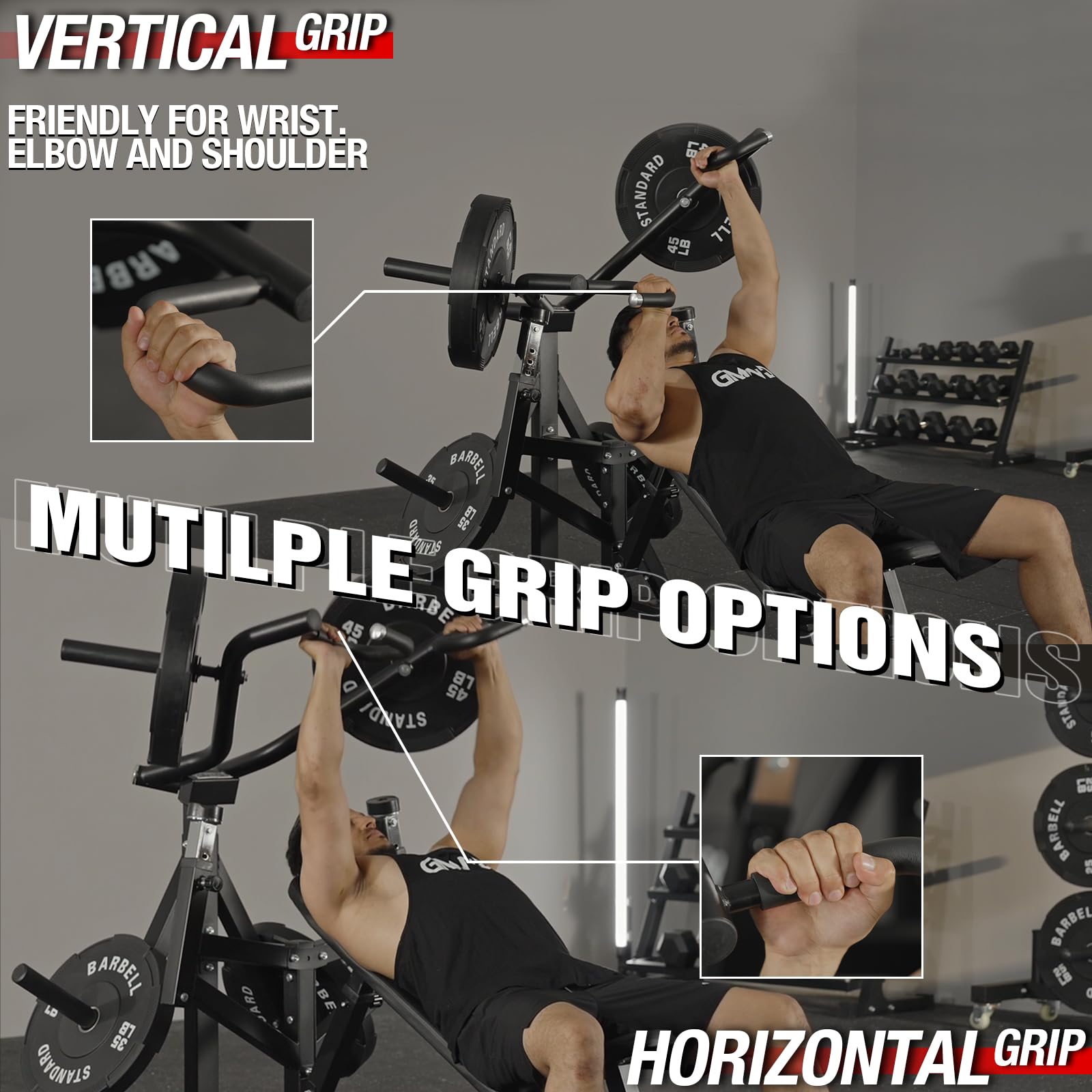 GMWD 1250LBS Chest Press Machine with Independent Converging Arms - 7+5 Adjustable Incline Bench Press for Home Gym - 30° Upper Chest Targeting - Perfect for Strength Training & Muscle Building - Black