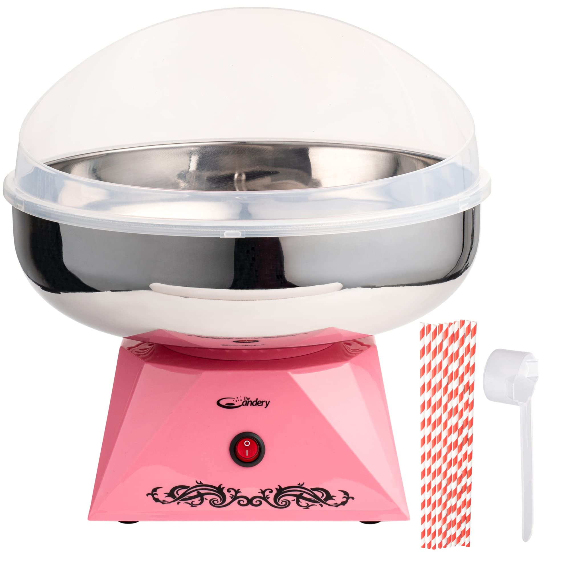 Premium Cotton Candy Machine with Stainless Steel Bowl 2.0 - Electric Candy Floss Maker with 10 Cones & Sugar Scoop - Perfect for Kids Birthday Parties, Carnival Events & Home Use - Works with Floss Sugar & Hard Candy - By The Candery