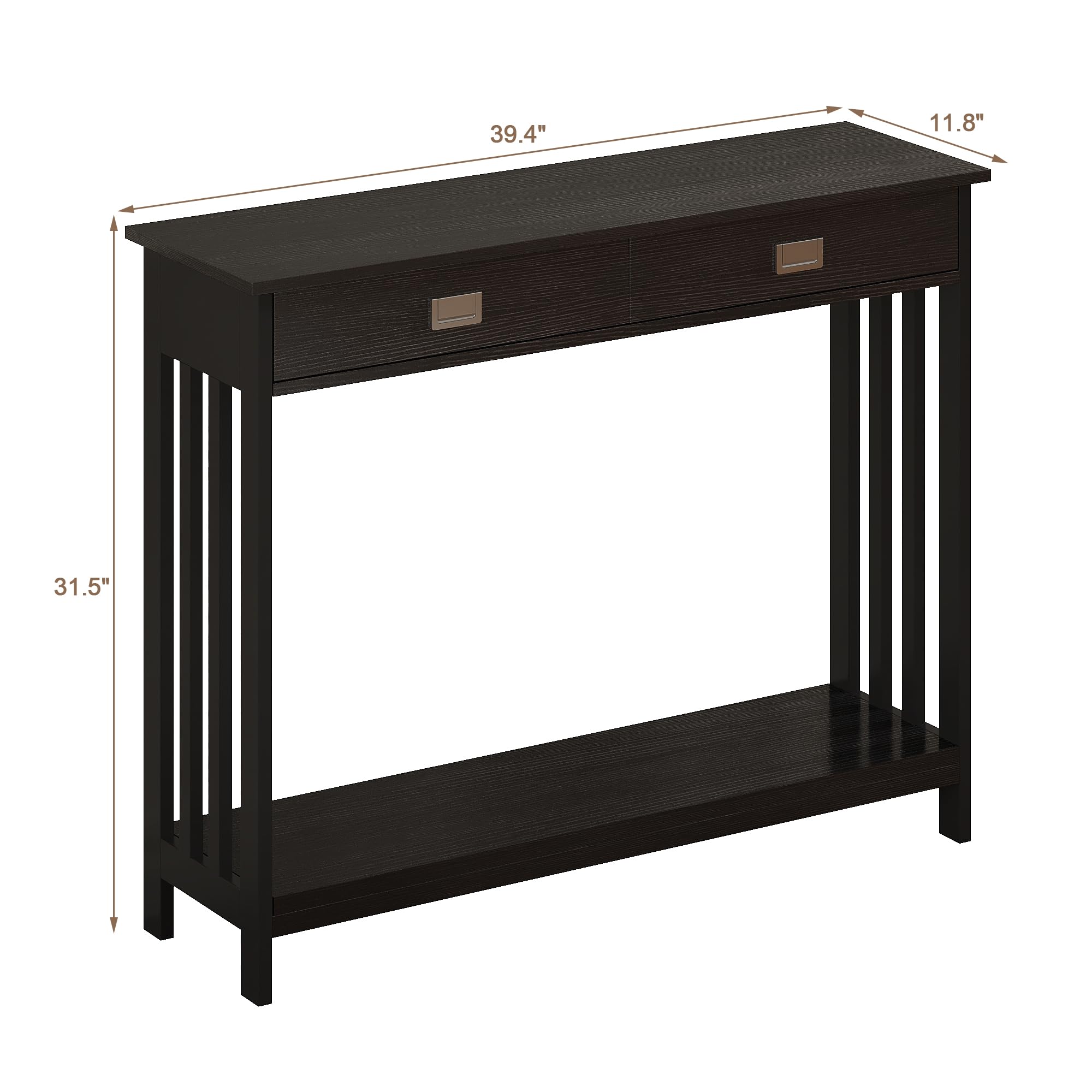 ChooChoo Black Entryway Table with Drawer - Narrow Console Table & Sofa Table with Storage Shelf - Perfect for Entryway, Living Room, Hallway & Small Spaces - Modern Home Decor & Functional Furniture