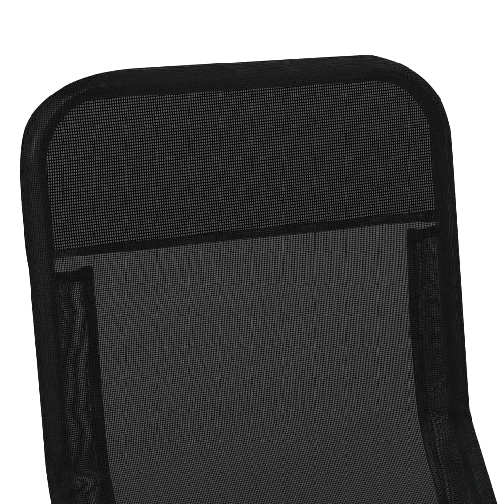 vidaXL Folding Sun Loungers 2 Pack - Textilene Black Weather-Resistant Beach Chairs with Adjustable Backrest & High Weight Capacity - Perfect for Poolside, Backyard, Patio & Outdoor Relaxation