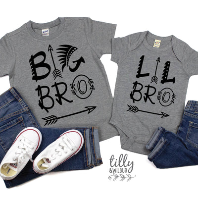Big Bro Lil Bro Matching T-Shirt or Bodysuit - Sibling Outfits for Family Photos & Special Occasions
